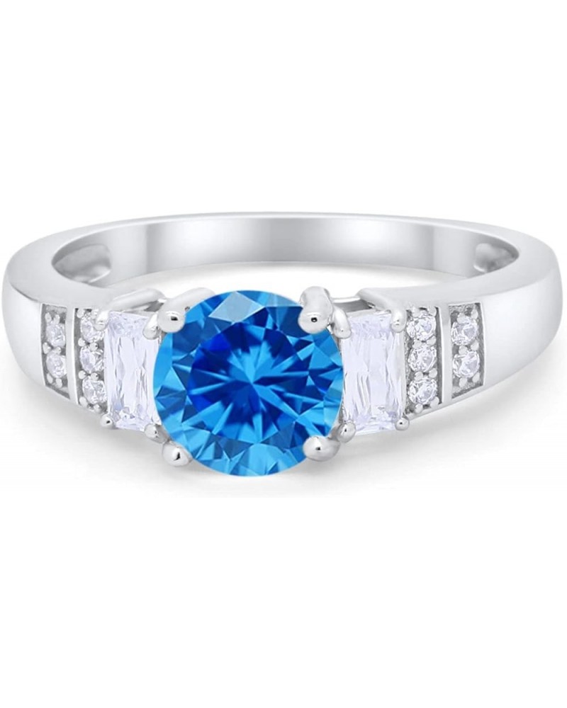 Art Deco Vintage Style Wedding Ring Three Stone Round Baguette 925 Sterling Silver Simulated Blue Topaz CZ $14.10 Bracelets