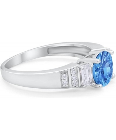 Art Deco Vintage Style Wedding Ring Three Stone Round Baguette 925 Sterling Silver Simulated Blue Topaz CZ $14.10 Bracelets