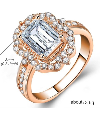 Women's Engagement Wedding Ring Square Cut Solitaire Inlaid Zircon Anniversary Rings Exquisite Jewelry Lady (Rose Gold, 6) Ro...