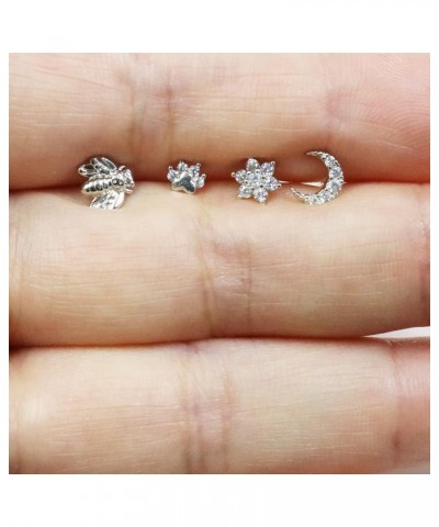 2~4PCS 16G 316L Pushin Lip Rings Butterfly and Bee Nose Stud Rings Top Push in Threadless Surgical Steel Flat Back Nose Rings...