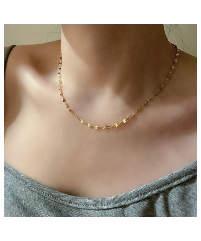 Gold Chain Necklace for Women, 14k Gold Plated Thin Beaded Wave Box Chain Necklace Dainty Gold Necklace Simple Layered Gold C...