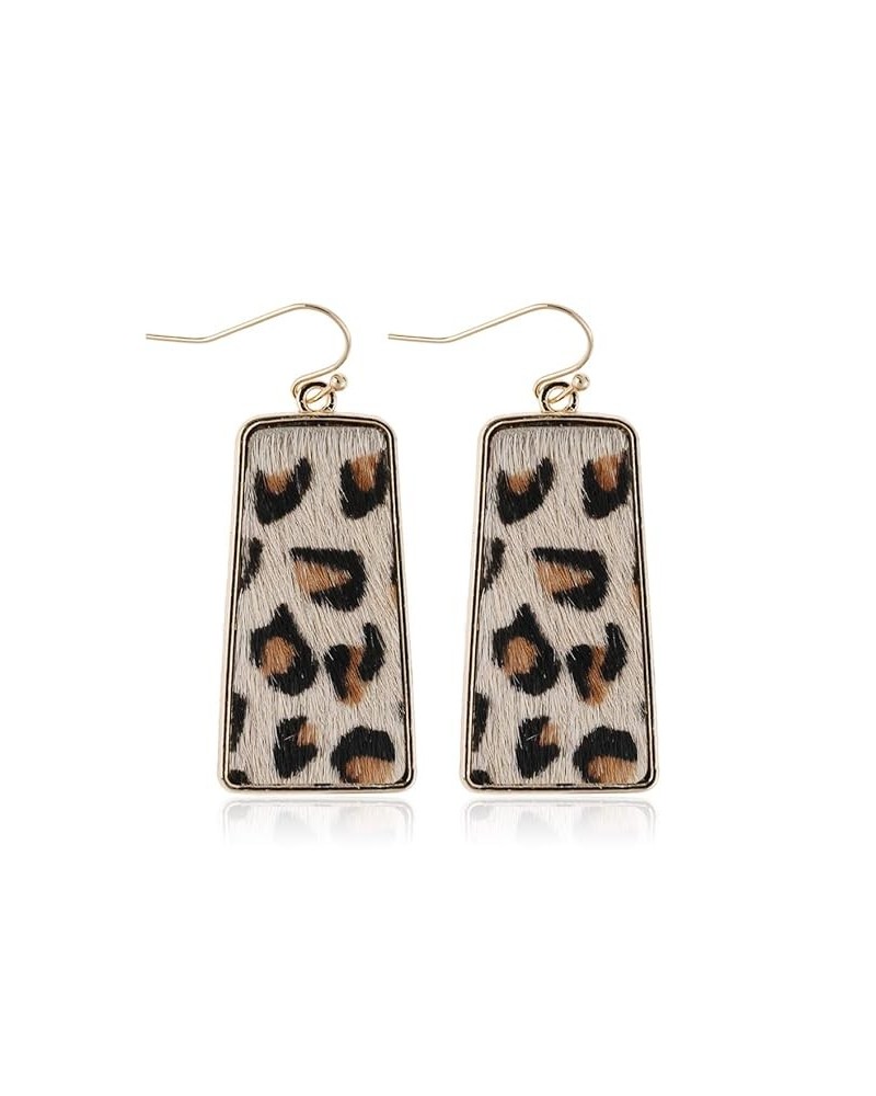 Bohemian Genuine Leather Geometric Earrings - Lightweight Animal Print Dangles Calf Hair Teardrop, Zebra Leaf, Leopard Hoop (...