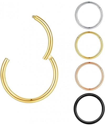 4Pcs 16G 18G 20G Surgical Steel Nose Rings Hoops Hinged Clicker Septum Ring lip ring Cartilage Hoop Gold Silver Rose Gold Bla...