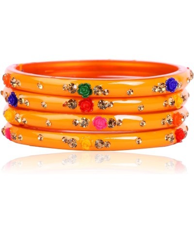 Indian Bangles Jewelry For Women Glass Bangles Flower Design Costume Matching Partywear Bangles Set 4pc Beautiful Bollywood B...