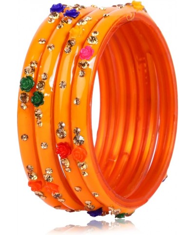 Indian Bangles Jewelry For Women Glass Bangles Flower Design Costume Matching Partywear Bangles Set 4pc Beautiful Bollywood B...