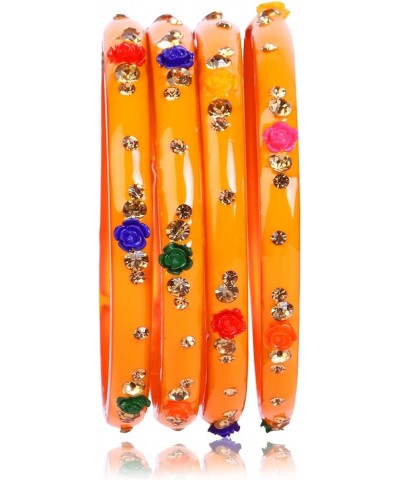 Indian Bangles Jewelry For Women Glass Bangles Flower Design Costume Matching Partywear Bangles Set 4pc Beautiful Bollywood B...