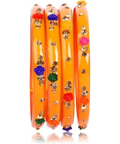 Indian Bangles Jewelry For Women Glass Bangles Flower Design Costume Matching Partywear Bangles Set 4pc Beautiful Bollywood B...