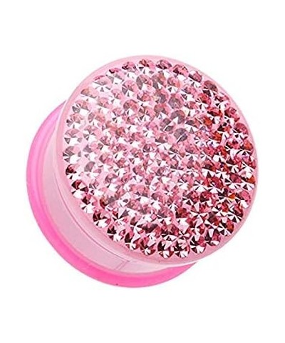 Brilliant Sparkles Color Body Single Flared Ear Gauge Plug 9/16" (14mm), Pink $16.23 Body Jewelry