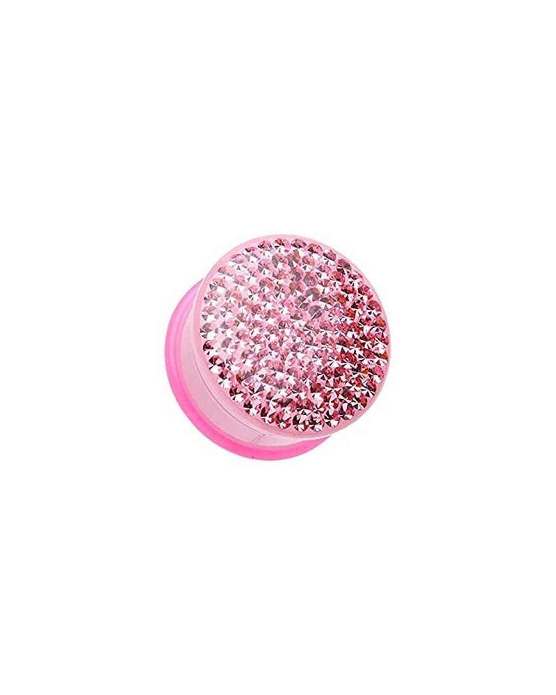 Brilliant Sparkles Color Body Single Flared Ear Gauge Plug 9/16" (14mm), Pink $16.23 Body Jewelry