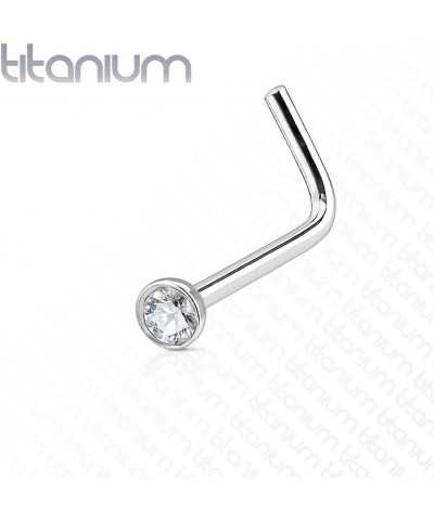 Grade 23 Titanium Press Fit Jeweled 2mm Micro Ball Top L Bend Nose Stud Ring T:0.8mm S:2mm Aurora Borealis $10.25 Body Jewelry