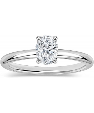 Oval Lab Grown White Diamond Classic Single Stone Engagement Ring for Women in 925 Sterling Silver 8.5 0.50 Carat $83.11 Rings