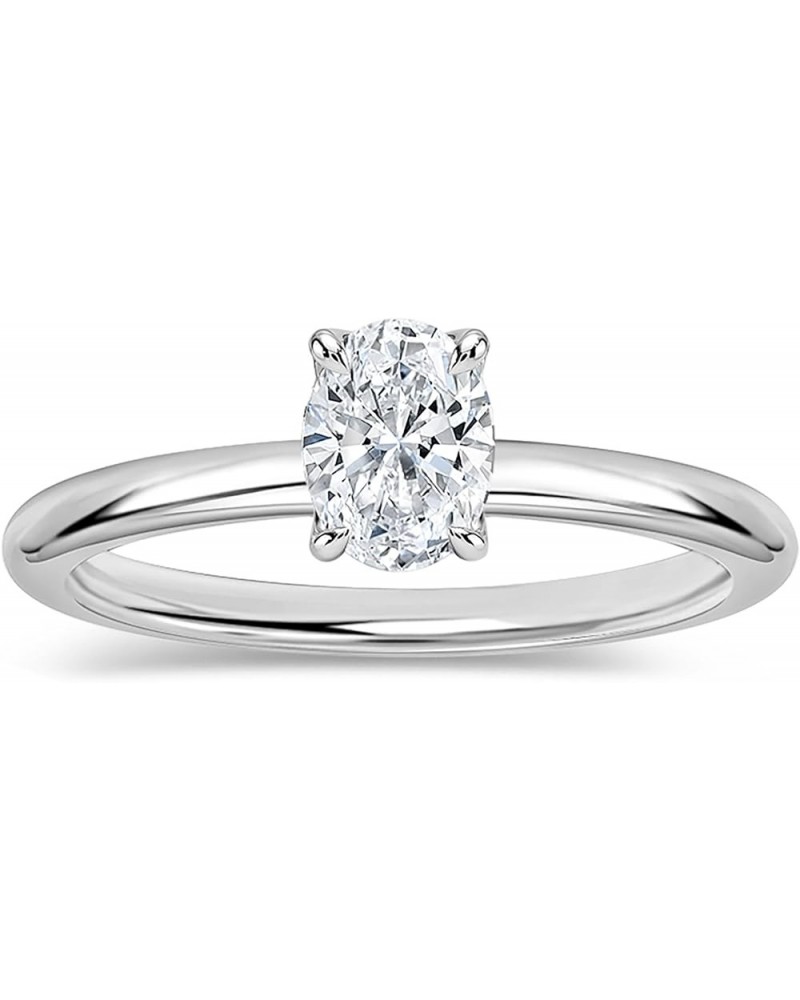 Oval Lab Grown White Diamond Classic Single Stone Engagement Ring for Women in 925 Sterling Silver 8.5 0.50 Carat $83.11 Rings