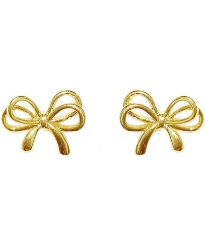 Bow Earrings for Women Trendy, Hypoallergenic Small Cute Statement Ribbon Stud Earrings for Women Teen Girls Gold/Sliver gold...