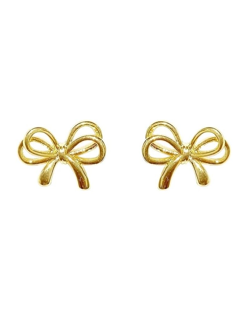 Bow Earrings for Women Trendy, Hypoallergenic Small Cute Statement Ribbon Stud Earrings for Women Teen Girls Gold/Sliver gold...