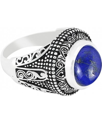 5.78Cts Native American Style Round Shaped Natural Gemstone Rings For Women, 925 Silver Plated Birthstone Ring Jewelry Gift F...