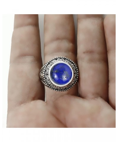 5.78Cts Native American Style Round Shaped Natural Gemstone Rings For Women, 925 Silver Plated Birthstone Ring Jewelry Gift F...