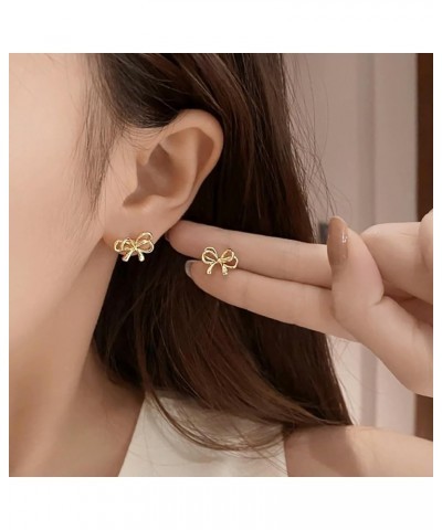 Bow Earrings for Women Trendy, Hypoallergenic Small Cute Statement Ribbon Stud Earrings for Women Teen Girls Gold/Sliver gold...