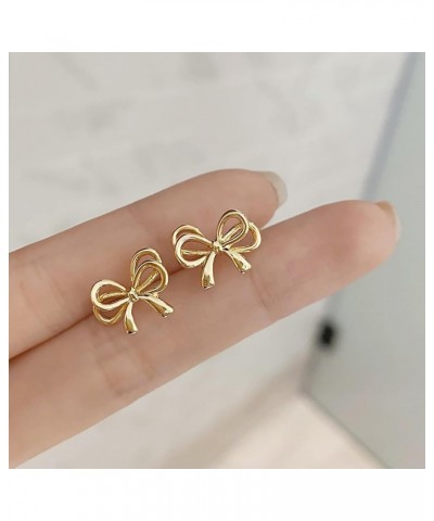 Bow Earrings for Women Trendy, Hypoallergenic Small Cute Statement Ribbon Stud Earrings for Women Teen Girls Gold/Sliver gold...