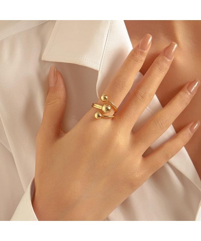 Chunky Gold Rings for Women Adjustable 18K Gold Statement Ring Chunky Silver Rings Punk Jewellery Accessorie Gold-05 $7.64 Rings