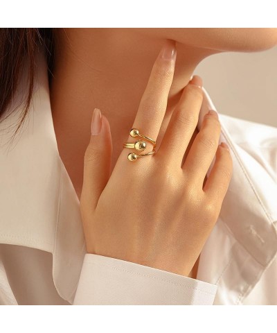 Chunky Gold Rings for Women Adjustable 18K Gold Statement Ring Chunky Silver Rings Punk Jewellery Accessorie Gold-05 $7.64 Rings