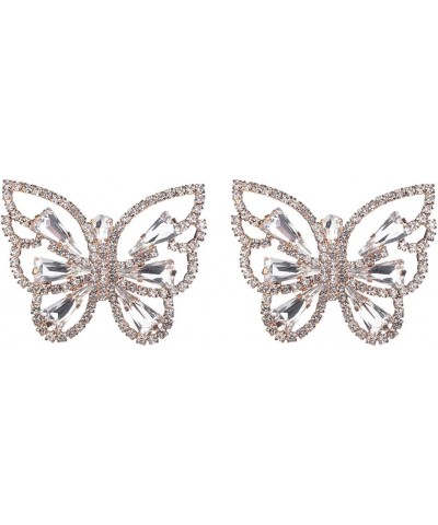 Rhinestones Sparkle Butterfly Earrings for Women Girls Crystal Rhinestones Wedding Day Jewelry Gold $7.64 Earrings