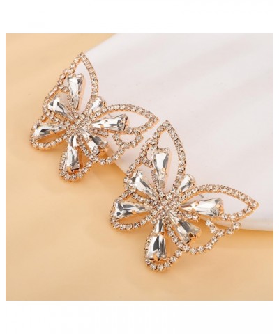 Rhinestones Sparkle Butterfly Earrings for Women Girls Crystal Rhinestones Wedding Day Jewelry Gold $7.64 Earrings