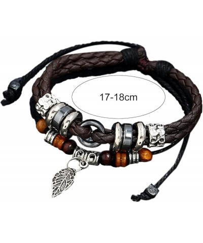 Beaded Leaf Bracelet Hand-woven Bracelet Vintage Beads Alloy Leaf Pendent Multilayer Beaded Wristband Ethnic Style Women Men ...