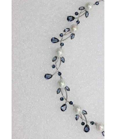 Gorgeous CZ Crystal Genuine 10mm Freshwater Pearls Floral Necklace Earrings Set Navy Blue $21.90 Jewelry Sets