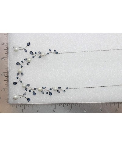 Gorgeous CZ Crystal Genuine 10mm Freshwater Pearls Floral Necklace Earrings Set Navy Blue $21.90 Jewelry Sets