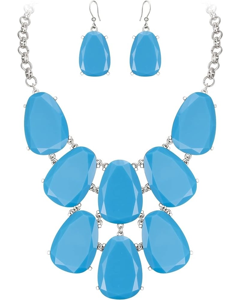 Acrylic Statement Costume Jewelry Set, Resin Light Weight Teardrop Cluster Chunky Collar Necklace Earrings Set for Women Girl...