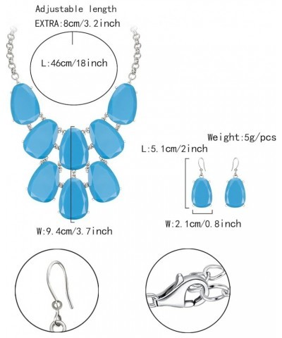 Acrylic Statement Costume Jewelry Set, Resin Light Weight Teardrop Cluster Chunky Collar Necklace Earrings Set for Women Girl...