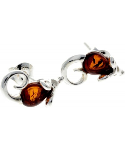 Genuine Natural Baltic Amber and 925 Sterling Silver Tiny Mice Studs Earrings GL188 Cognac $15.65 Earrings