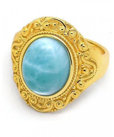 Sterling Silver or 18K Gold over Silver Natural Larimar Gemstone Ring $14.00 Rings