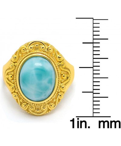 Sterling Silver or 18K Gold over Silver Natural Larimar Gemstone Ring $14.00 Rings