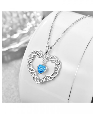 Celtic Knot Heart Necklace for Women Girls 925 Sterling Silver Blue Heart Pendant Mother's Day Birthday Party Jewelry Gift $1...