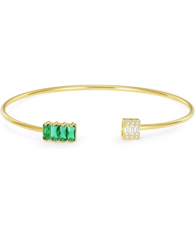 Gold Bangle Bracelets for Women and Girls, Hypoallergenic, 18K Gold Plated Jewelry Gifts for Women Trendy 07.Square Emerald $...