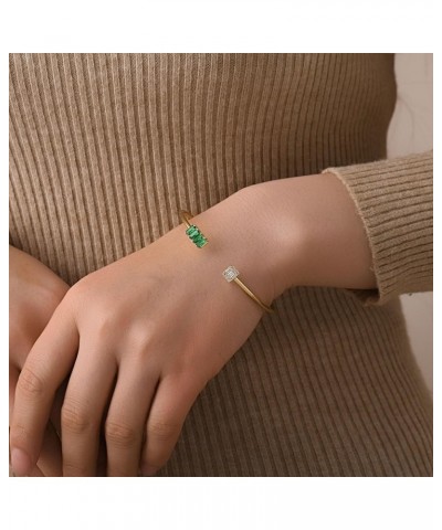 Gold Bangle Bracelets for Women and Girls, Hypoallergenic, 18K Gold Plated Jewelry Gifts for Women Trendy 07.Square Emerald $...