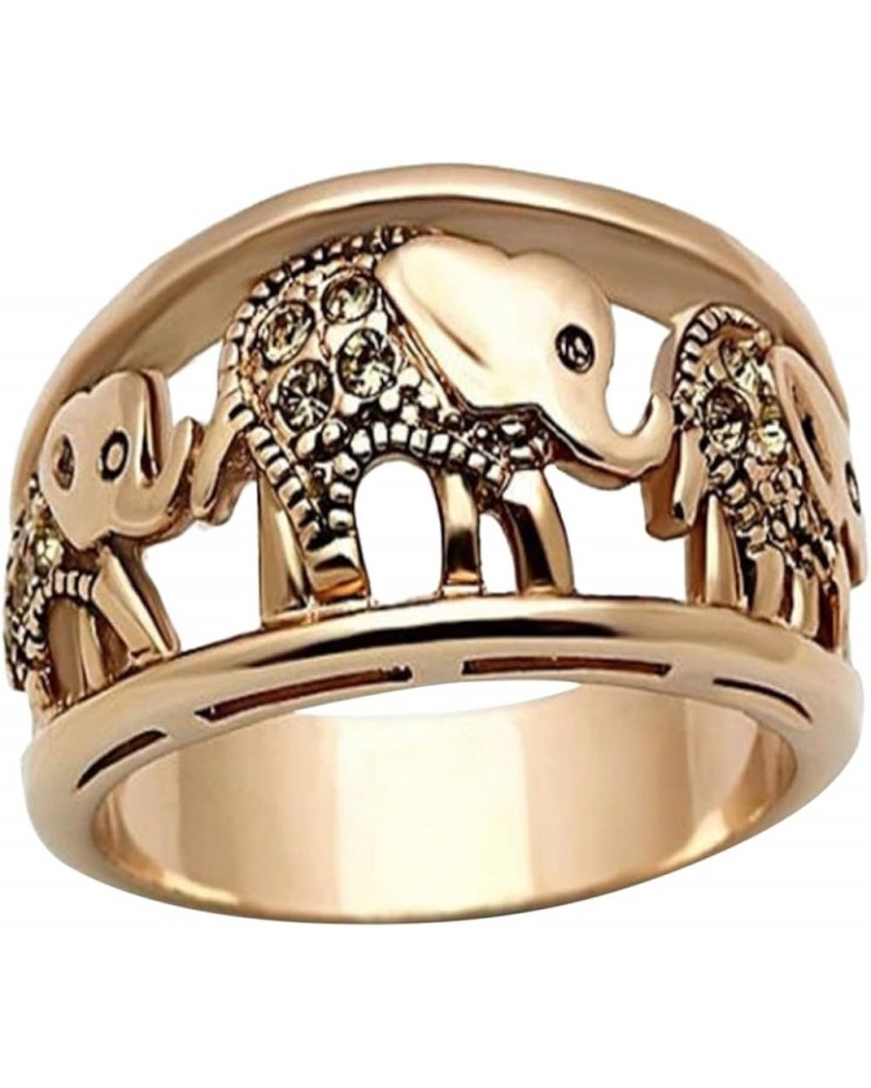 Gold Elephant Ring for Women Elephant Ring Classic Charm Rings Finger Ring Fashion Hollow Ring Gift for Teen Girls Size 6 10 ...