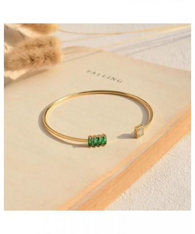 Gold Bangle Bracelets for Women and Girls, Hypoallergenic, 18K Gold Plated Jewelry Gifts for Women Trendy 07.Square Emerald $...