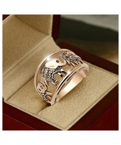 Gold Elephant Ring for Women Elephant Ring Classic Charm Rings Finger Ring Fashion Hollow Ring Gift for Teen Girls Size 6 10 ...