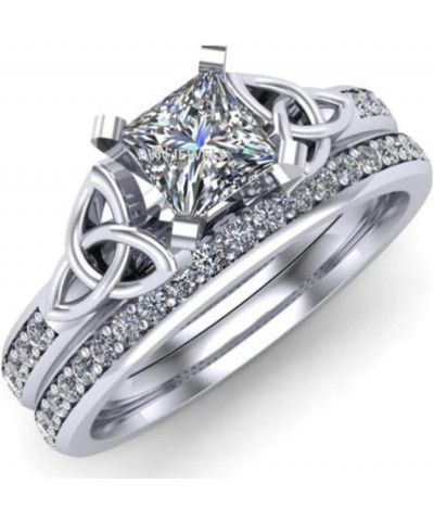 PVN JEWELS Solid 925 Sterling Silver Round Cut Cubic Zirconia Engagement wedding Celtic Knot Bridal Ring Set for Women $40.00...