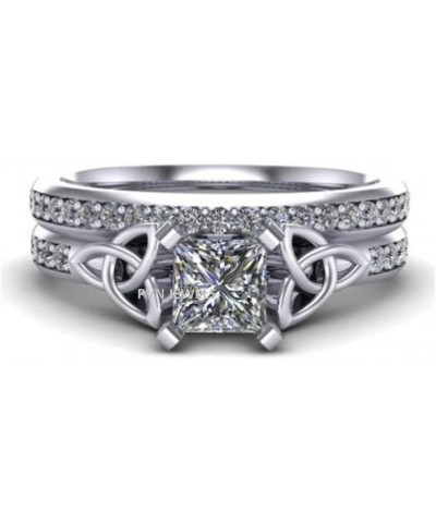 PVN JEWELS Solid 925 Sterling Silver Round Cut Cubic Zirconia Engagement wedding Celtic Knot Bridal Ring Set for Women $40.00...