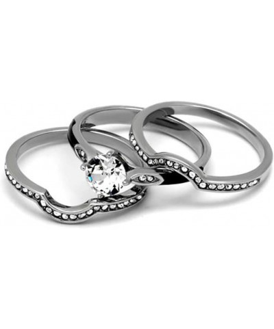 Her and His 4 Piece Silver and Black Stainless Steel and Titanium Wedding Ring Band Set Size Women's 10 Men's 06 $20.50 Sets