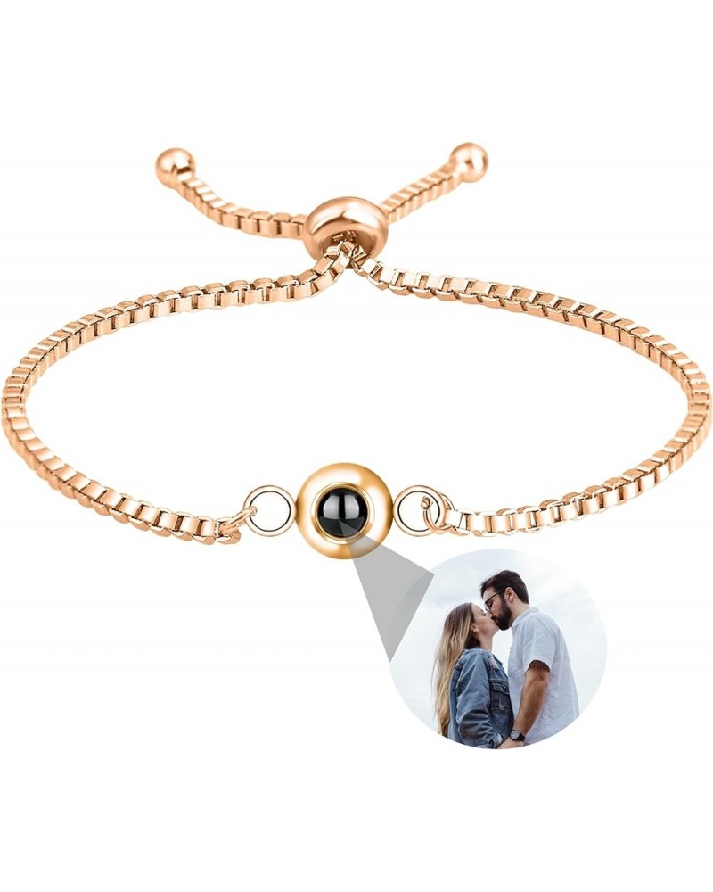 Custom Photo Bracelet Personalized Photo Projection Bracelet Circle Photo Bracelets with Picture Inside for Women/Men/Couple/...