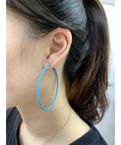 60mm Big Large Hoop Earrings For Women Girls Sensitive Ears Neon Minimalist Retro Round Huggie Hoops 2 Inch Colorful 80s 90s ...