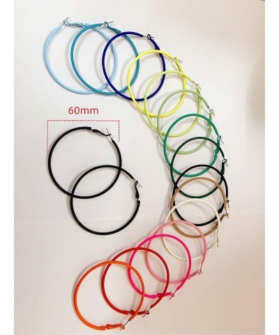 60mm Big Large Hoop Earrings For Women Girls Sensitive Ears Neon Minimalist Retro Round Huggie Hoops 2 Inch Colorful 80s 90s ...