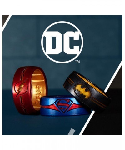 DC Comics Collection - Etched Silicone Ring - Comfortable, Breathable, and Safe - Batman, Superman, The Flash, and Wonder Wom...