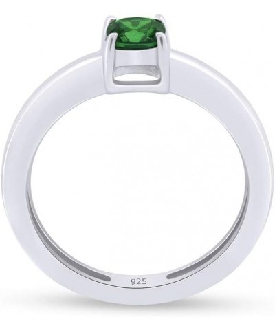 1/2 Carat Cushion-Cut Simulated Green Emerald Solitaire Ring In 14K Gold Over Sterling Silver (0.50 Ct) white-gold-plated-sil...