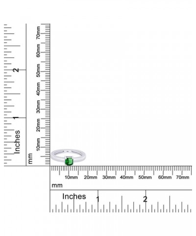 1/2 Carat Cushion-Cut Simulated Green Emerald Solitaire Ring In 14K Gold Over Sterling Silver (0.50 Ct) white-gold-plated-sil...