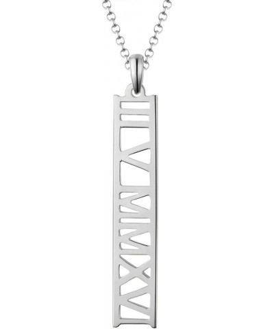 Personalized Roman Numeral Necklace in Sterling Silver Custom with Any Date Name Circle Pendant Jewelry for Women Teen Girls ...